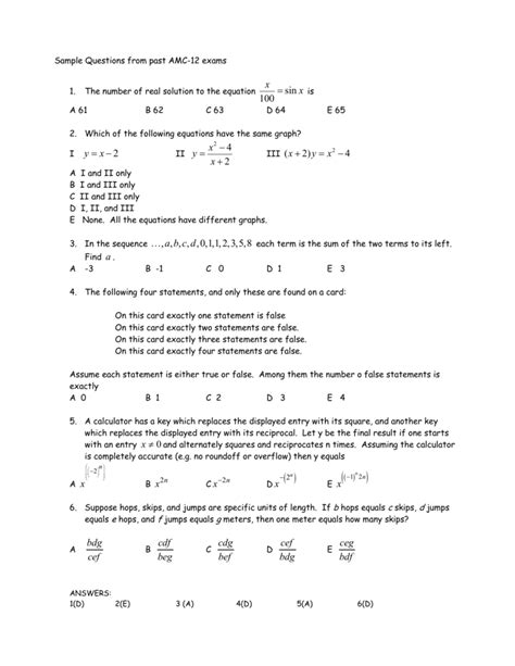 AMC / Olympiad Practice Questions & Past Papers.